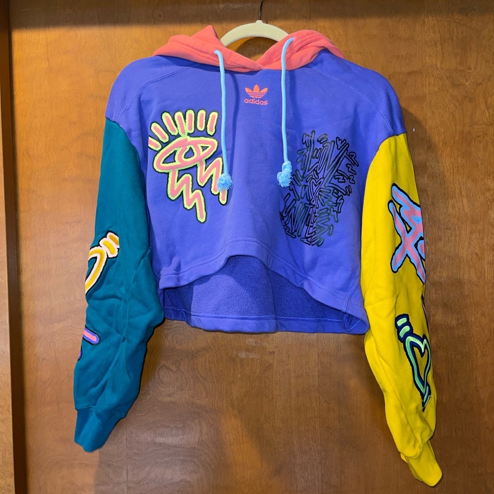 Adidas Embroidered Cropped Sweatshirt